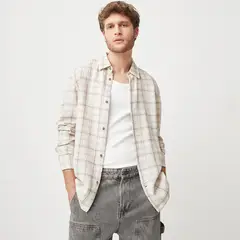 BASEMENT - Camisa Hombre de Cuadros Manga larga de Algodón