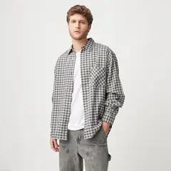 BASEMENT - Camisa Hombre de Cuadros Manga larga de Algodón