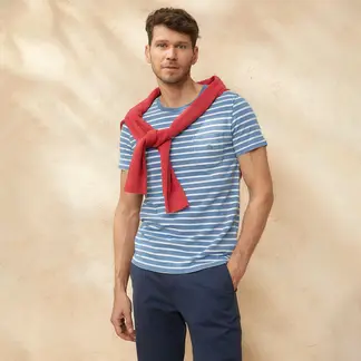 CASCAIS - Camiseta Hombre Manga corta de Rayas Regular fit de Algodón