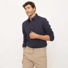 NEWPORT - Camisa Hombre Manga larga Slim de Algodón