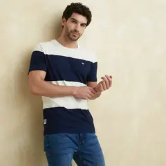 UNIVERSITY CLUB - Camiseta Hombre Manga corta de Rayas Regular fit de Algodón