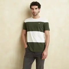 UNIVERSITY CLUB - Camiseta Hombre Manga corta de Rayas Regular fit de Algodón