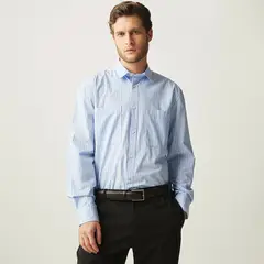 BASEMENT - Camisa Hombre de Rayas Manga larga de Algodón