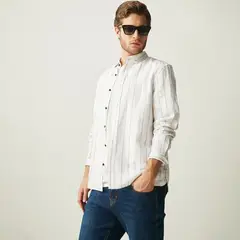BASEMENT - Camisa Hombre Manga larga Slim de Lino