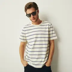 BASEMENT - Camiseta Hombre Manga corta de Rayas Regular fit de Algodón
