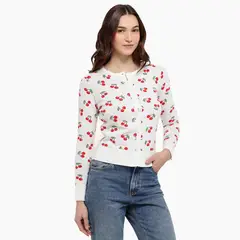 SYBILLA - Cardigan Mujer con Estampado de Algodón