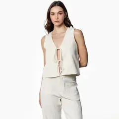 DENIMLAB - Top Mujer Anudada Sin mangas de Algodón