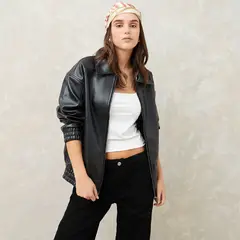 SYBILLA - Chaqueta Mujer Efecto cuero