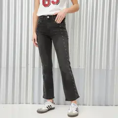 DENIMLAB - Jean Recto Mujer Tiro alto con Taches