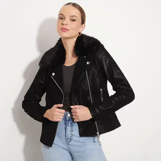 MOSSIMO - Chaqueta Mujer Efecto cuero