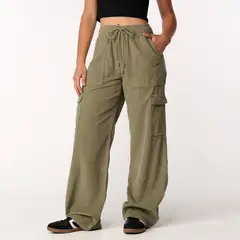 DOO AUSTRALIA - Pantalón Recto Mujer Tiro medio de Algodón