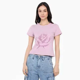 SYBILLA - Camiseta Mujer con Estampado Manga corta de Algodón