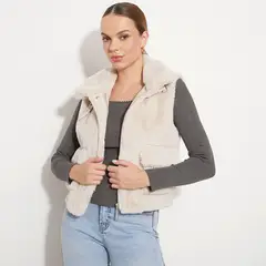 MOSSIMO - Chaleco Mujer Efecto pelo
