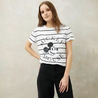 SYBILLA - Camiseta Mujer con Estampado Manga corta de Algodón