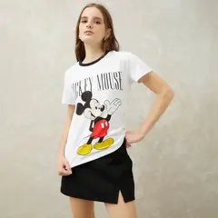 SYBILLA - Camiseta Mujer con Estampado Manga corta de Algodón