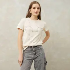 SYBILLA - Camiseta Mujer con Estampado Manga corta de Algodón