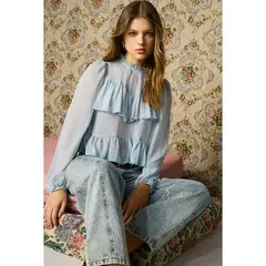 SYBILLA - Blusa Mujer Manga larga de Algodón