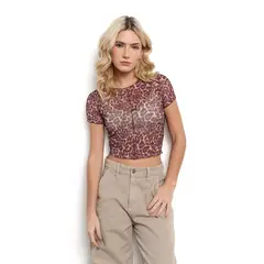 DENIMLAB - Camiseta Mujer con transparencia Manga corta