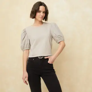 UNIVERSITY CLUB - Blusa Mujer Manga corta globo de Algodón
