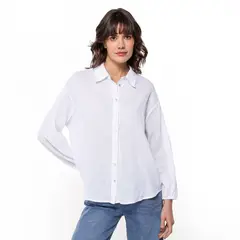 UNIVERSITY CLUB - Camisa Mujer de Rayas Manga larga globo de Algodón