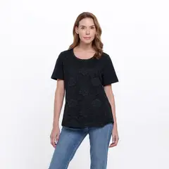 SOUTHLAND - Camisa Mujer con Flores Manga corta de Algodón