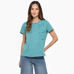 NEWPORT - Camiseta Mujer Con aplique Manga corta de Algodón