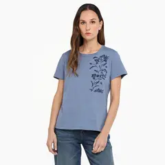 NEWPORT - Camiseta Mujer Con aplique Manga corta de Algodón