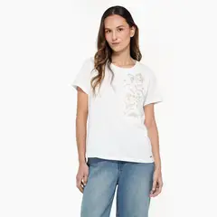 NEWPORT - Camiseta Mujer Con aplique Manga corta de Algodón