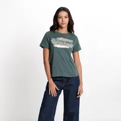 UNIVERSITY CLUB - Camisa Mujer con Estampado Manga corta de Algodón