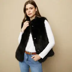 UNIVERSITY CLUB - Chaleco Mujer Efecto pelo