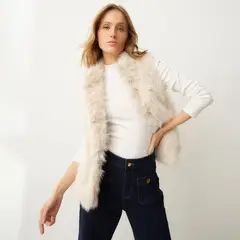 UNIVERSITY CLUB - Chaleco Mujer Efecto pelo