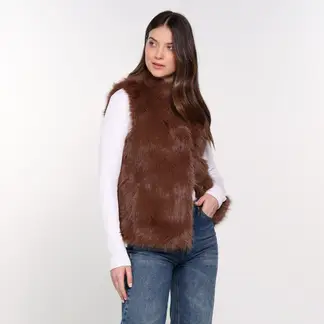 UNIVERSITY CLUB - Chaleco Mujer Efecto pelo