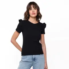 BASEMENT - Camiseta Mujer Con Boleros Manga corta de Algodón