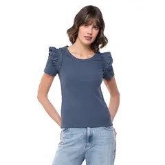 BASEMENT - Camiseta Mujer Con Boleros Manga corta de Algodón