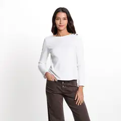 UNIVERSITY CLUB - Camisa Mujer de Rayas Manga larga de Algodón