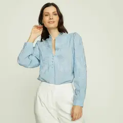 APOLOGY - Blusa Mujer con Bordado Manga larga de Algodón
