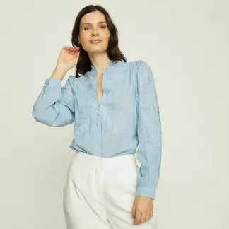 APOLOGY - Blusa Mujer con Bordado Manga larga de Algodón Regular fit