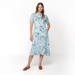NEWPORT - Vestido Mujer Medio Casual con Estampado de Algodón