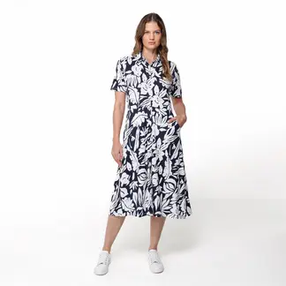 NEWPORT - Vestido Mujer Medio Casual con Estampado de Algodón