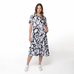 NEWPORT - Vestido Mujer Medio Casual con Estampado de Algodón