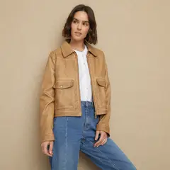 UNIVERSITY CLUB - Chaqueta Mujer Efecto cuero