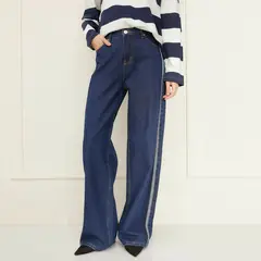 BASEMENT - Jean Wide leg Mujer Tiro medio