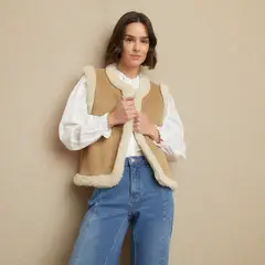 UNIVERSITY CLUB - Chaleco Mujer Efecto pelo