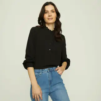 APOLOGY - Blusa Mujer con Bordado Manga larga globo