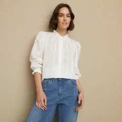 UNIVERSITY CLUB - Blusa Mujer Con Bordado Manga larga globo