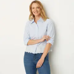 NEWPORT - Camisa Mujer con Bordado Manga larga de Algodón