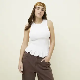 SYBILLA - Camiseta Mujer Sin mangas de Algodón