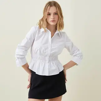 SYBILLA - Blusa Mujer Manga larga de Algodón Slim fit