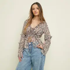SYBILLA - Blusa Mujer Manga larga de Algodón