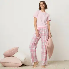 BENETTON - Pijama completa con pantalón Mujer Largo Manga corta de Algodón